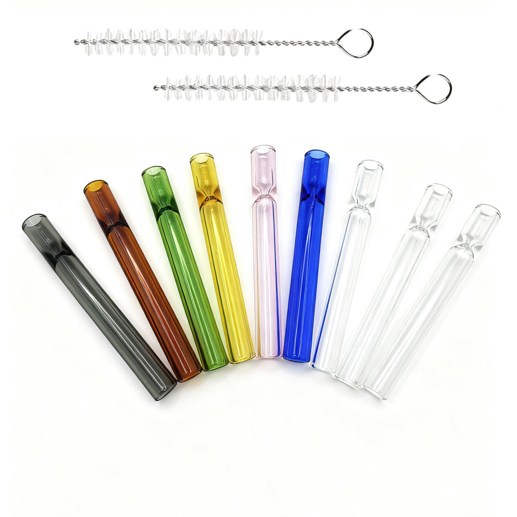 9 Pcs Borosilicate Blowing Pipe, 4 Inches Long 12mm OD 2mm Thick Pure Glass, High Heat Resistance Tube