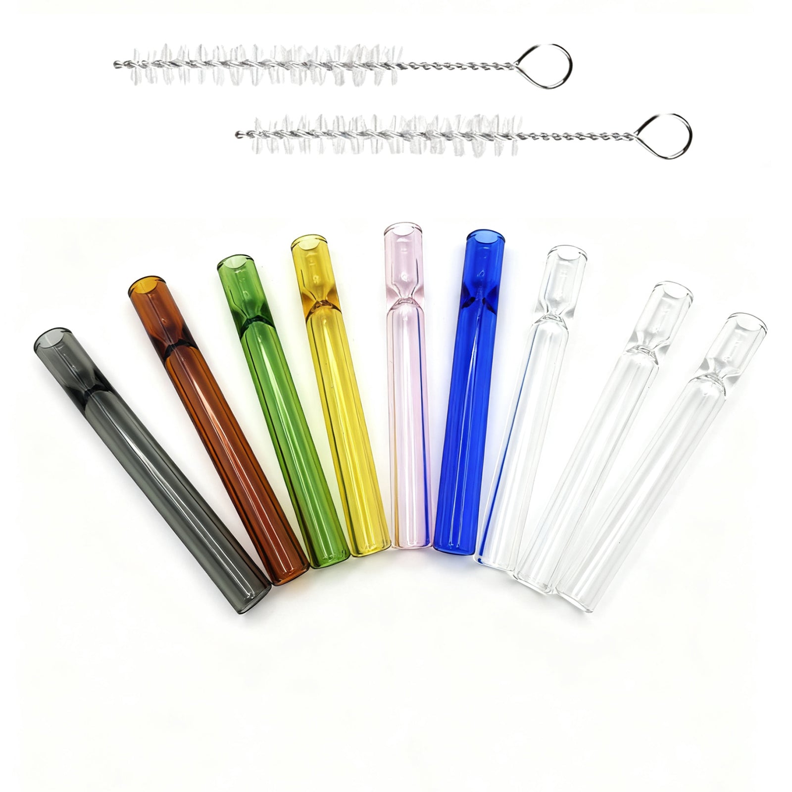 9 Pcs Borosilicate Blowing Pipe, 4 Inches Long 12mm OD 2mm Thick Pure Glass, High Heat Resistance Tube