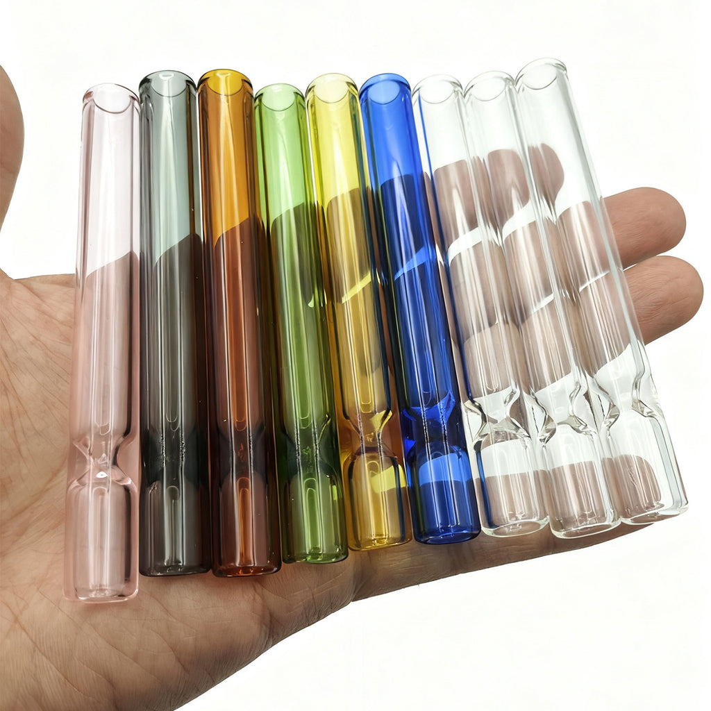 9 Pcs Borosilicate Blowing Pipe, 4 Inches Long 12mm OD 2mm Thick Pure Glass, High Heat Resistance Tube