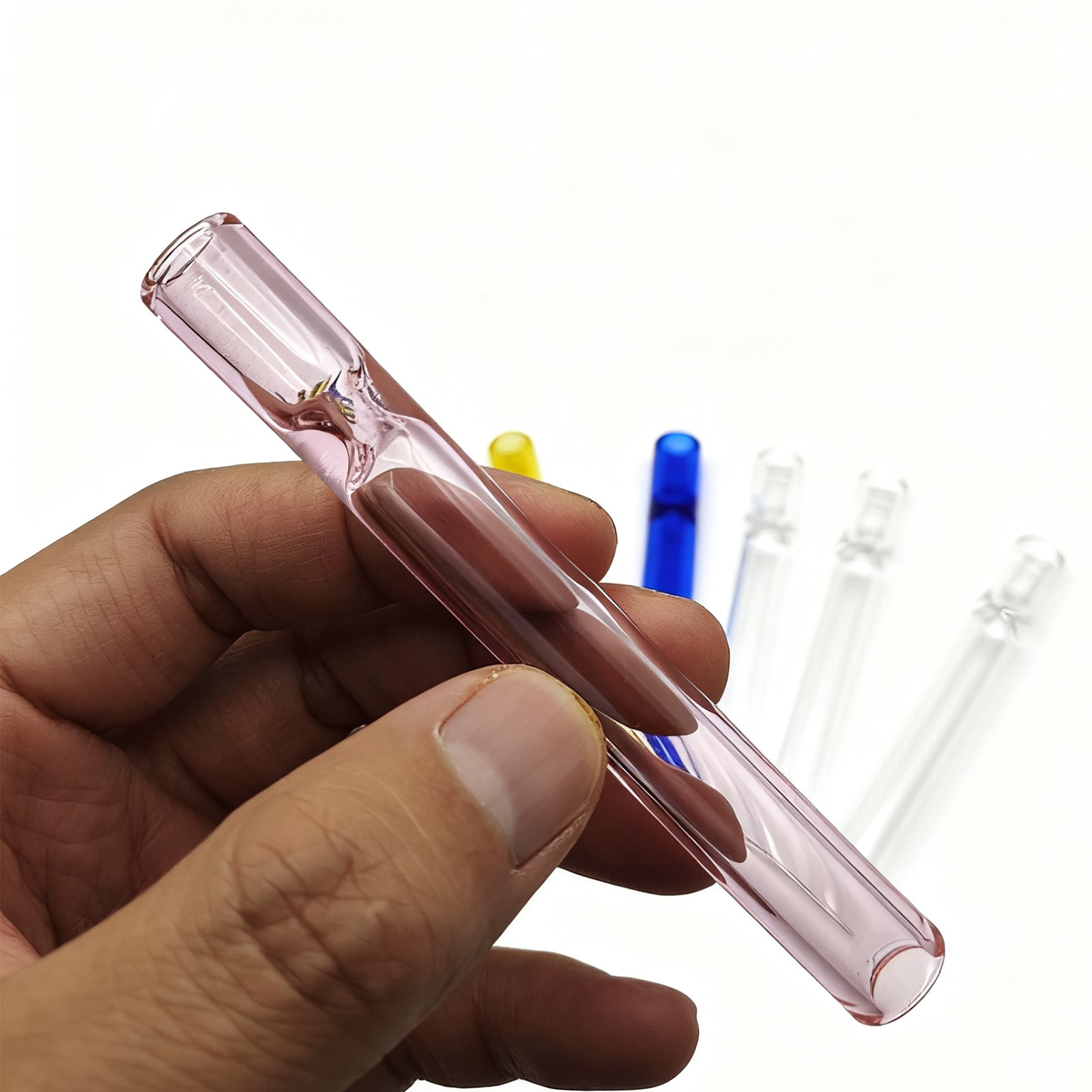 9 Pcs Borosilicate Blowing Pipe, 4 Inches Long 12mm OD 2mm Thick Pure Glass, High Heat Resistance Tube