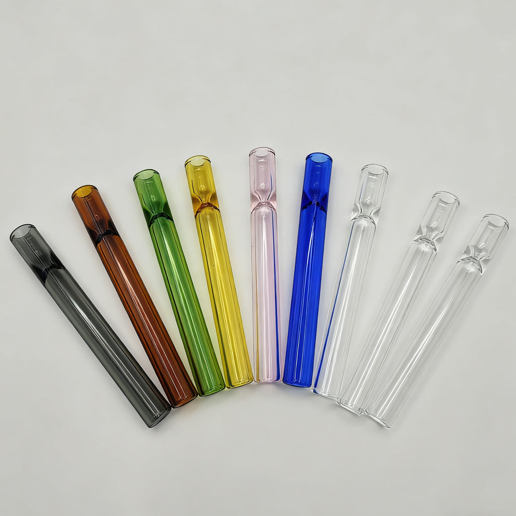 9 Pcs Borosilicate Blowing Pipe, 4 Inches Long 12mm OD 2mm Thick Pure Glass, High Heat Resistance Tube